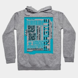 CYAN FRAGILE Cyberpunk Inspired Human Shipping Label T-Shirt Hoodie